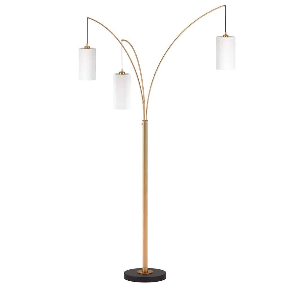 Aspen 83 in. Brass 3-Light Floor Lamp with Blackened Bronze Base by Meyer&Cross 3 Aspen 83 in. Brass 3-Light Floor Lamp with Blackened Bronze Base by Meyer&Cross