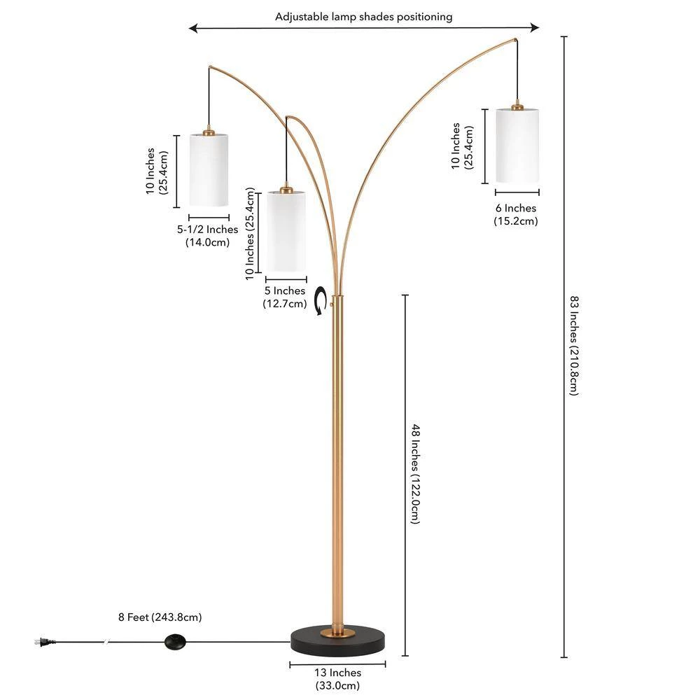 Aspen 83 in. Brass 3-Light Floor Lamp with Blackened Bronze Base by Meyer&Cross 8 Aspen 83 in. Brass 3-Light Floor Lamp with Blackened Bronze Base by Meyer&Cross - Image 6