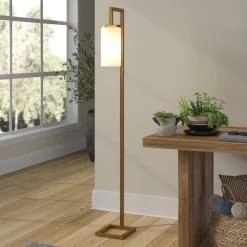 Malva 67.75 in. Brass Finish Floor Lamp with White Milk Glass Shade by Meyer&Cross -Hot Sale HomeGlam Store brass meyer cross floor lamps fl0896 fa 1000