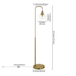 Zariza 62 in. Brass Arc Floor Lamp with Clear Glass Shade by Meyer&Cross -Hot Sale HomeGlam Store brass meyer cross floor lamps fl0959 44 1000