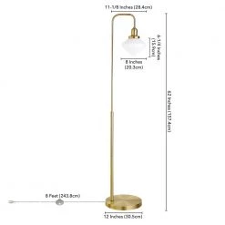 Zariza 62 in. Brass Arc Floor Lamp with White Milk Glass Shade by Meyer&Cross -Hot Sale HomeGlam Store brass meyer cross floor lamps fl0961 fa 1000