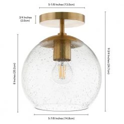 Bartlett 9 in. Brass Semi-Flush Mount with Seeded Glass Shade by Meyer&Cross -Hot Sale HomeGlam Store brass meyer cross flush mount lights sf0789 44 1000