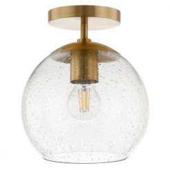 Bartlett 9 in. Brass Semi-Flush Mount with Seeded Glass Shade by Meyer&Cross
