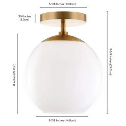 Bartlett 9 in. Brass Semi-Flush Mount with White Milk Glass Shade by Meyer&Cross -Hot Sale HomeGlam Store brass meyer cross flush mount lights sf0791 44 1000