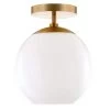 Bartlett 9 in. Brass Semi-Flush Mount with White Milk Glass Shade by Meyer&Cross -Hot Sale HomeGlam Store brass meyer cross flush mount lights sf0791 64 1000