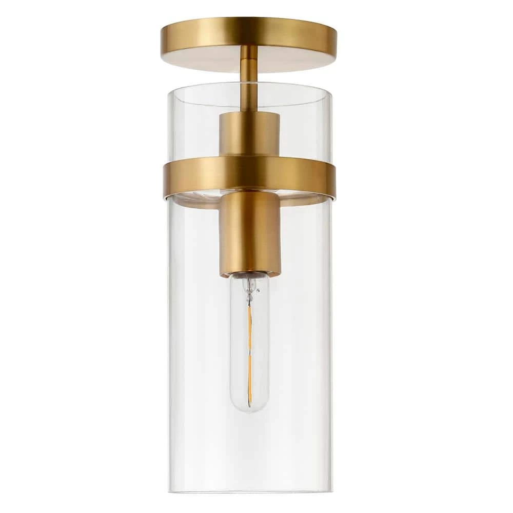Langdon 5 in. 1-Light Brass Semi-Flush Mount by Meyer&Cross 3 Langdon 5 in. 1-Light Brass Semi-Flush Mount by Meyer&Cross