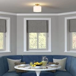 Henri 10 in. Brass Semi-Flush Mount with White Milk Glass Shade by Meyer&Cross -Hot Sale HomeGlam Store brass meyer cross flush mount lights sf0807 31 1000