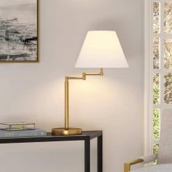 Moby 25-1/2 in. Brass Table Lamp with Swing Arm and Empire Shade by Meyer&Cross -Hot Sale HomeGlam Store brass meyer cross table lamps tl0480 4f 1000