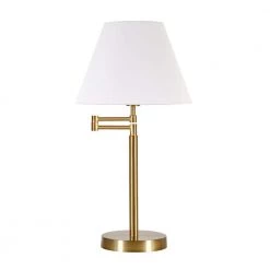 Moby 25-1/2 in. Brass Table Lamp with Swing Arm and Empire Shade by Meyer&Cross