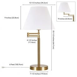 Moby 25-1/2 in. Brass Table Lamp with Swing Arm and Empire Shade by Meyer&Cross -Hot Sale HomeGlam Store brass meyer cross table lamps tl0480 76 1000