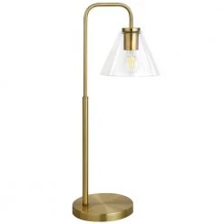 Henderson 27 in. Brass Arc Table Lamp with Clear Glass Shade by Meyer&Cross