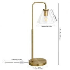 Henderson 27 in. Brass Arc Table Lamp with Clear Glass Shade by Meyer&Cross -Hot Sale HomeGlam Store brass meyer cross table lamps tl1125 fa 1000
