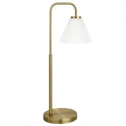Henderson 27 in. Brass Arc Table Lamp with White Milk Glass Shade by Meyer&Cross