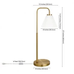 Henderson 27 in. Brass Arc Table Lamp with White Milk Glass Shade by Meyer&Cross -Hot Sale HomeGlam Store brass meyer cross table lamps tl1126 76 1000