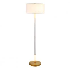 Simone 61-1/2 in. Matte White and Brass 2-Bulb Floor Lamp by Meyer&Cross -Hot Sale HomeGlam Store brass with matte white meyer cross floor lamps fl0528 4f 1000