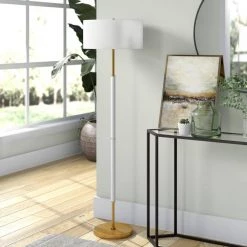 Simone 61-1/2 in. Matte White and Brass 2-Bulb Floor Lamp by Meyer&Cross -Hot Sale HomeGlam Store brass with matte white meyer cross floor lamps fl0528 c3 1000