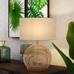 Bryn 21.5 in. Brown Rattan Table Lamp by Meyer&Cross -Hot Sale HomeGlam Store brown meyer cross table lamps tl0081 1f 1000