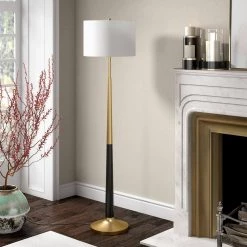 Lyon 60 in. 2-Tone Brushed Brass and Matte Black Floor Lamp by Meyer&Cross -Hot Sale HomeGlam Store brushed brass and matte black meyer cross floor lamps fl0894 31 1000