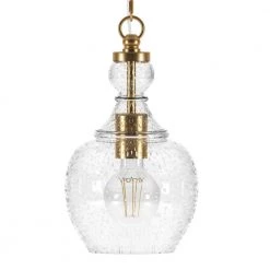 Verona 1-Light Brushed Brass Pendant with Seeded Glass Shade by Meyer&Cross -Hot Sale HomeGlam Store brushed brass meyer cross chandeliers pd1072 4f 1000
