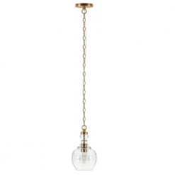 Verona 1-Light Brushed Brass Pendant with Seeded Glass Shade by Meyer&Cross