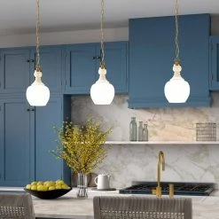 Verona 1-Light Brushed Brass Pendant with White Milk Glass Shade by Meyer&Cross -Hot Sale HomeGlam Store brushed brass meyer cross chandeliers pd1073 1f 1000