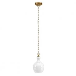 Verona 1-Light Brushed Brass Pendant with White Milk Glass Shade by Meyer&Cross