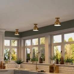 Madison 8 in. Brushed Brass/Brushed Brass Semi Flush Mount with Metal Shade by Meyer&Cross -Hot Sale HomeGlam Store brushed brass meyer cross flush mount lights sf1646 4f 1000