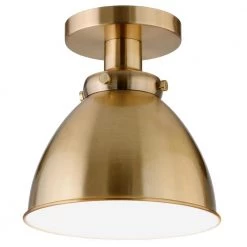 Madison 8 in. Brushed Brass/Brushed Brass Semi Flush Mount with Metal Shade by Meyer&Cross