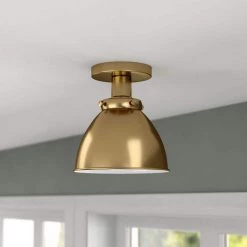 Madison 8 in. Brushed Brass/Brushed Brass Semi Flush Mount with Metal Shade by Meyer&Cross -Hot Sale HomeGlam Store brushed brass meyer cross flush mount lights sf1646 77 1000