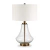 Lagos 23 in. Table Lamp in Brushed Brass and Seeded Glass with Flax Shade by Meyer&Cross -Hot Sale HomeGlam Store brushed brass meyer cross table lamps tl0155 64 1000