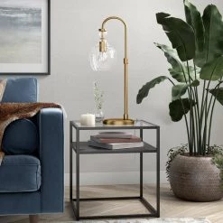 Verona 27 in. Brushed Brass Arc Table Lamp with Clear Glass Shade by Meyer&Cross -Hot Sale HomeGlam Store brushed brass meyer cross table lamps tl0800 31 1000