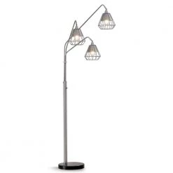 Midtown 84 in. H Brushed Metal Finish 3-Light LED Dimmable Arch Floor Lamp with Vintage LED Bulbs by HomeGlam