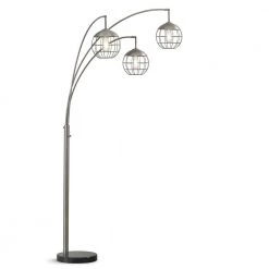 Metro 83 in. 3-Light Brushed Metal Dimmable LED Floor Lamp with LED Bulbs by HomeGlam