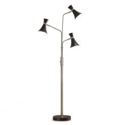 Bonnie 74 in. Brushed Nickel/Black Finish 3-Lights Tree Floor Lamp with Black Shades by HomeGlam
