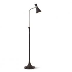 Bonnie 70 in. Adjustable Brushed Nickel/Black Finish 1-Light Metal Floor Lamp with Black Shade by HomeGlam