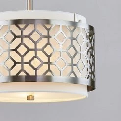 Melrose 2-Light Brushed Nickel Drum Metal Shade Pendant Light by HomeGlam 11 Melrose 2-Light Brushed Nickel Drum Metal Shade Pendant Light by HomeGlam -Hot Sale HomeGlam Store brushed nickel homeglam chandeliers hl6025pl bn fa 1000