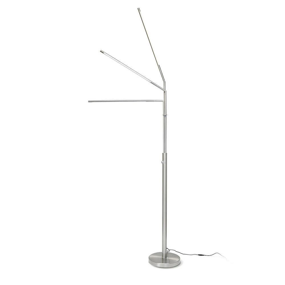 Terminals 3-Light 24-Watt Tube LED Adjustable Floor Lamp -Brushed Nickel by HomeGlam 5 Terminals 3-Light 24-Watt Tube LED Adjustable Floor Lamp -Brushed Nickel by HomeGlam - Image 3