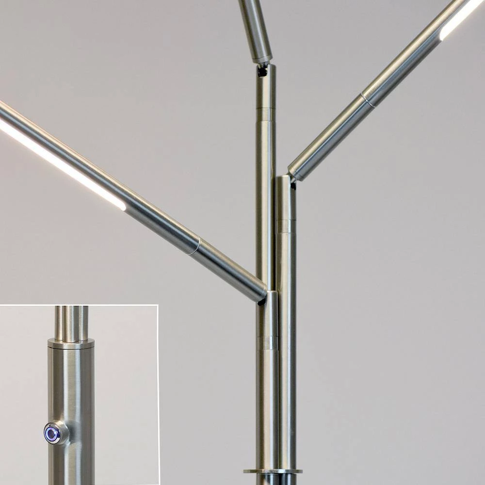 Terminals 3-Light 24-Watt Tube LED Adjustable Floor Lamp -Brushed Nickel by HomeGlam 6 Terminals 3-Light 24-Watt Tube LED Adjustable Floor Lamp -Brushed Nickel by HomeGlam - Image 4