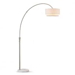 Elan 81 in. Brushed Nickel Finish Arch Floor Lamp with White Shade by HomeGlam