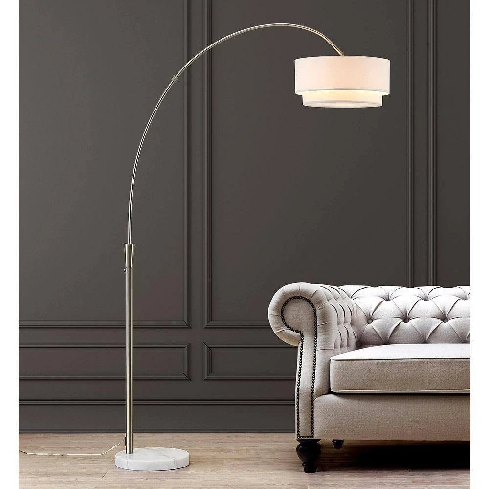 Elan 81 in. Brushed Nickel Finish Arch Floor Lamp with White Shade by HomeGlam 4 Elan 81 in. Brushed Nickel Finish Arch Floor Lamp with White Shade by HomeGlam - Image 2