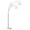 Broadway 83 in. Brushed Nickel Finish 3-Lights Arch Floor Lamp with White Shades by HomeGlam -Hot Sale HomeGlam Store brushed nickel homeglam floor lamps hg8535bn wh 64 1000