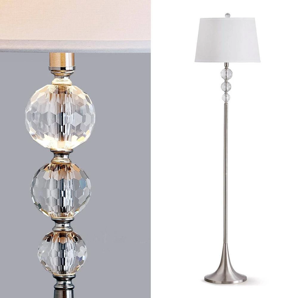 Madison 61.5 in. Brushed Nickel Crystal Balls Metal Floor Lamp by HomeGlam 5 Madison 61.5 in. Brushed Nickel Crystal Balls Metal Floor Lamp by HomeGlam - Image 3