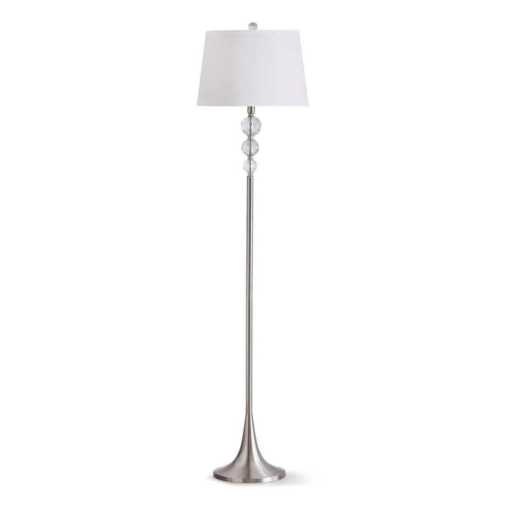 Madison 61.5 in. Brushed Nickel Crystal Balls Metal Floor Lamp by HomeGlam 3 Madison 61.5 in. Brushed Nickel Crystal Balls Metal Floor Lamp by HomeGlam