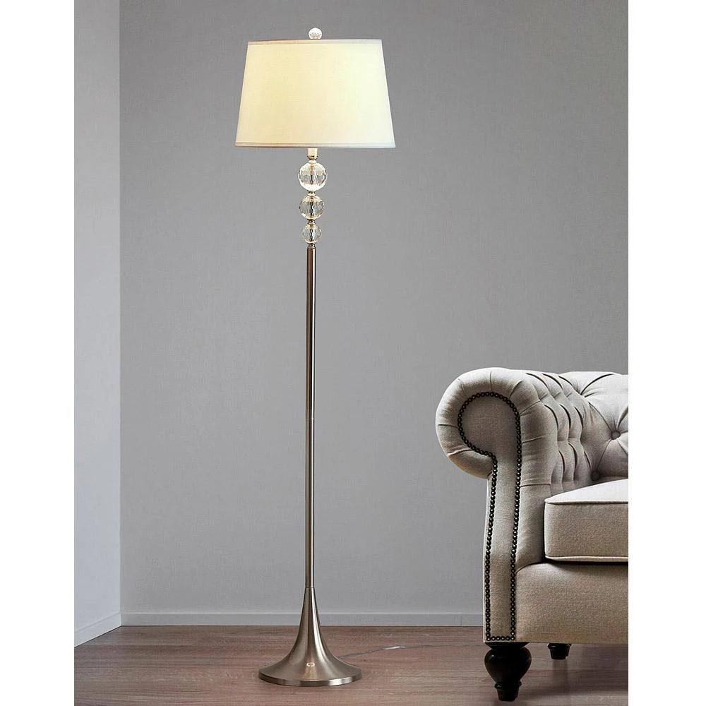 Madison 61.5 in. Brushed Nickel Crystal Balls Metal Floor Lamp by HomeGlam 4 Madison 61.5 in. Brushed Nickel Crystal Balls Metal Floor Lamp by HomeGlam - Image 2