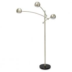 Spheres 85 in. Brushed Nickel Fnish 3-Light Swivel Arm Floor Lamp by HomeGlam
