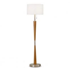 Century 61 in. Brushed Nickel Wood Floor Lamp by HomeGlam