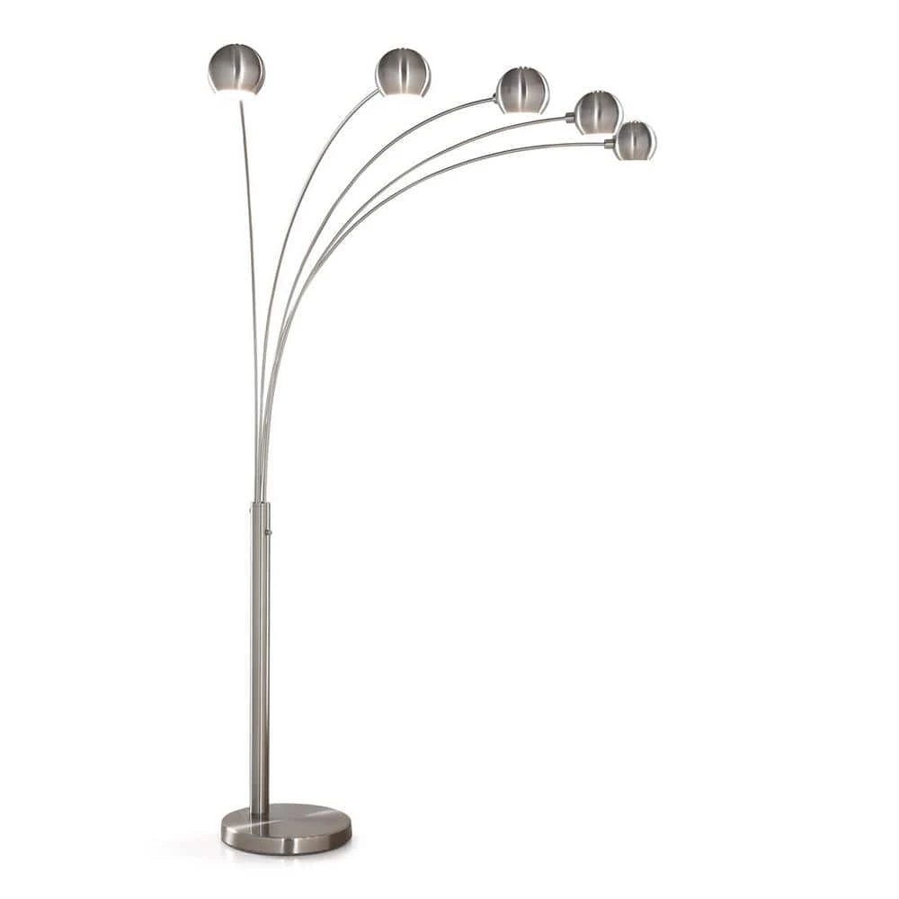 Orbs 84 in. Brushed Nickel Finish 5-Light Dimmable Arch Floor Lamp by HomeGlam 3 Orbs 84 in. Brushed Nickel Finish 5-Light Dimmable Arch Floor Lamp by HomeGlam