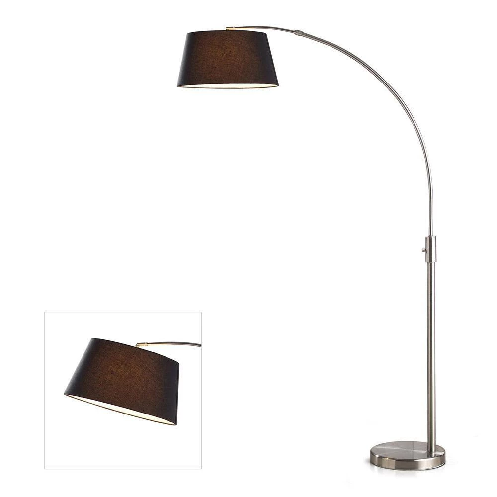 Orbita 82 in. Brushed Nickel Furnish LED Dimmable Retractable Arch Floor Lamp, Bulb Included with Empire Black Shade by HomeGlam 5 Orbita 82 in. Brushed Nickel Furnish LED Dimmable Retractable Arch Floor Lamp, Bulb Included with Empire Black Shade by HomeGlam - Image 3
