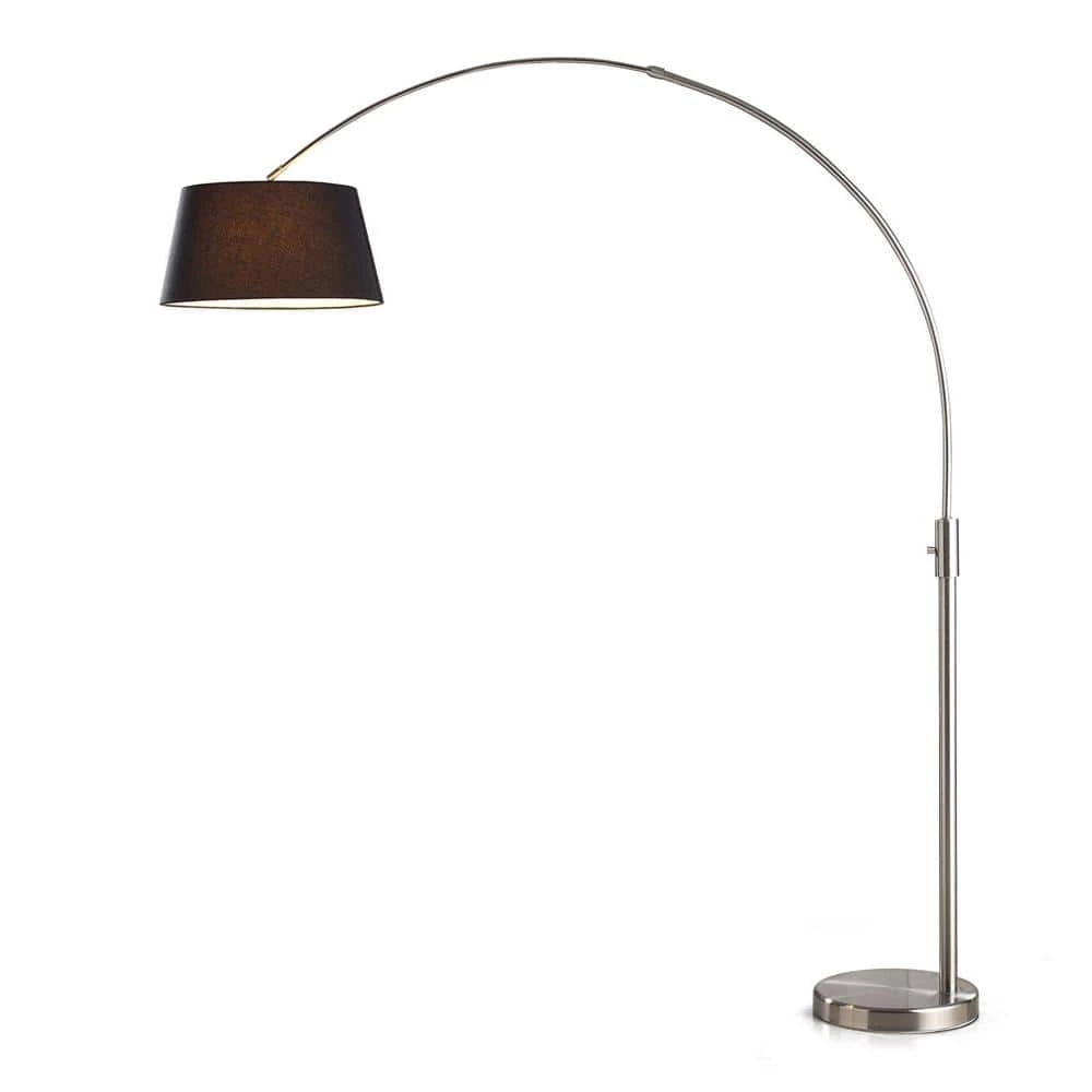 Orbita 82 in. Brushed Nickel Furnish LED Dimmable Retractable Arch Floor Lamp, Bulb Included with Empire Black Shade by HomeGlam 3 Orbita 82 in. Brushed Nickel Furnish LED Dimmable Retractable Arch Floor Lamp, Bulb Included with Empire Black Shade by HomeGlam