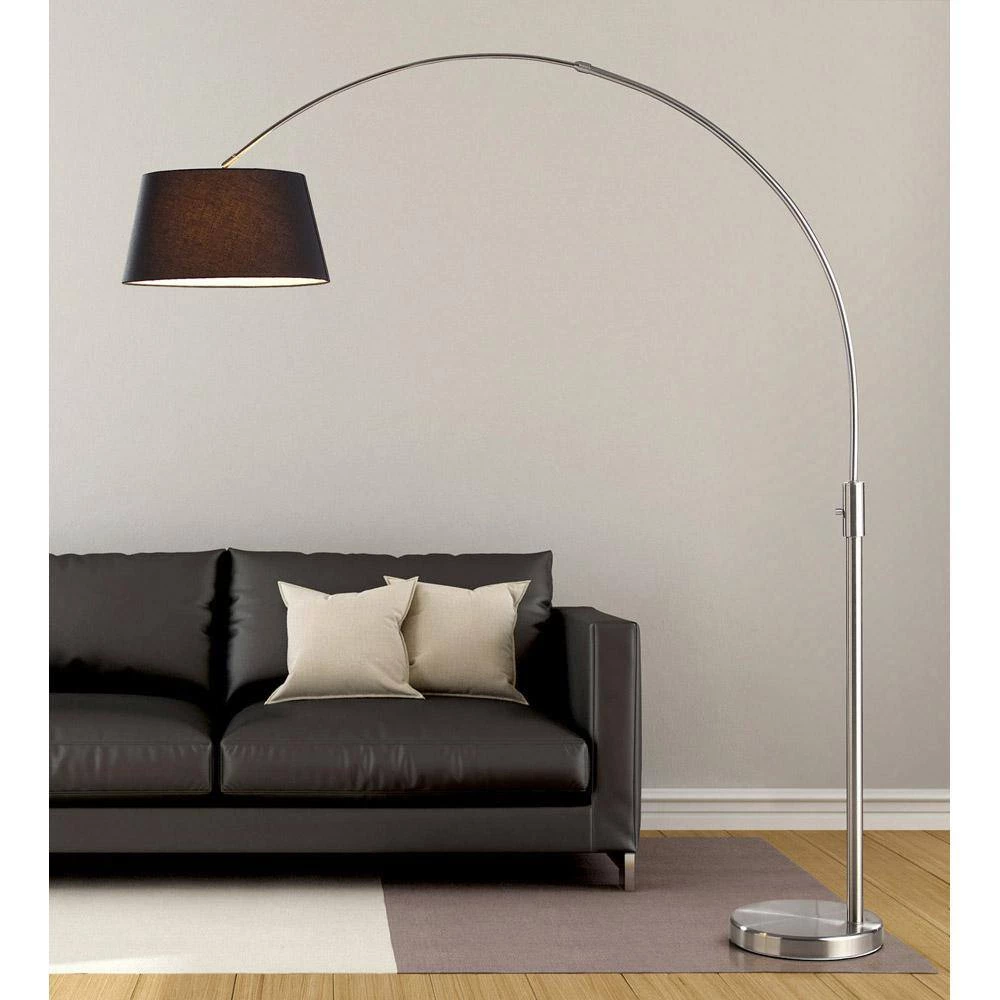 Orbita 82 in. Brushed Nickel Furnish LED Dimmable Retractable Arch Floor Lamp, Bulb Included with Empire Black Shade by HomeGlam 4 Orbita 82 in. Brushed Nickel Furnish LED Dimmable Retractable Arch Floor Lamp, Bulb Included with Empire Black Shade by HomeGlam - Image 2